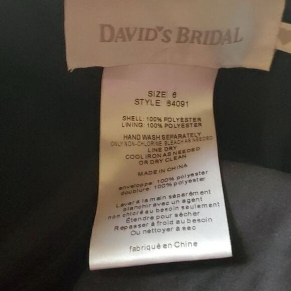 David's Bridal Black Satin Strapless Short Lined Pickup Event Sz 6 Dress - Picture 4 of 10